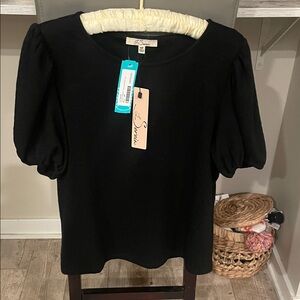 Black Puff Sleeve Top